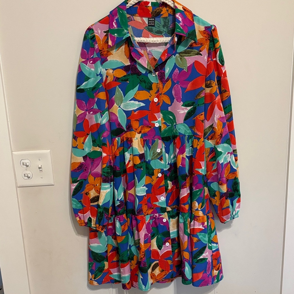 Super Vibrant Multi-Color Floral Tiered Dress